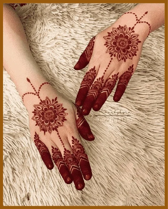 Dotted Border Mandala In Simple Back Hand Mehndi